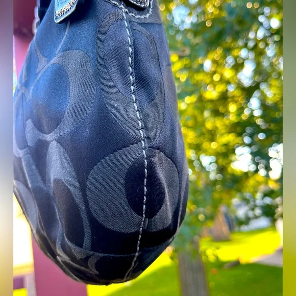 Coach Black and Gray Sateen HOBO Bag - Picture 8 of 15
